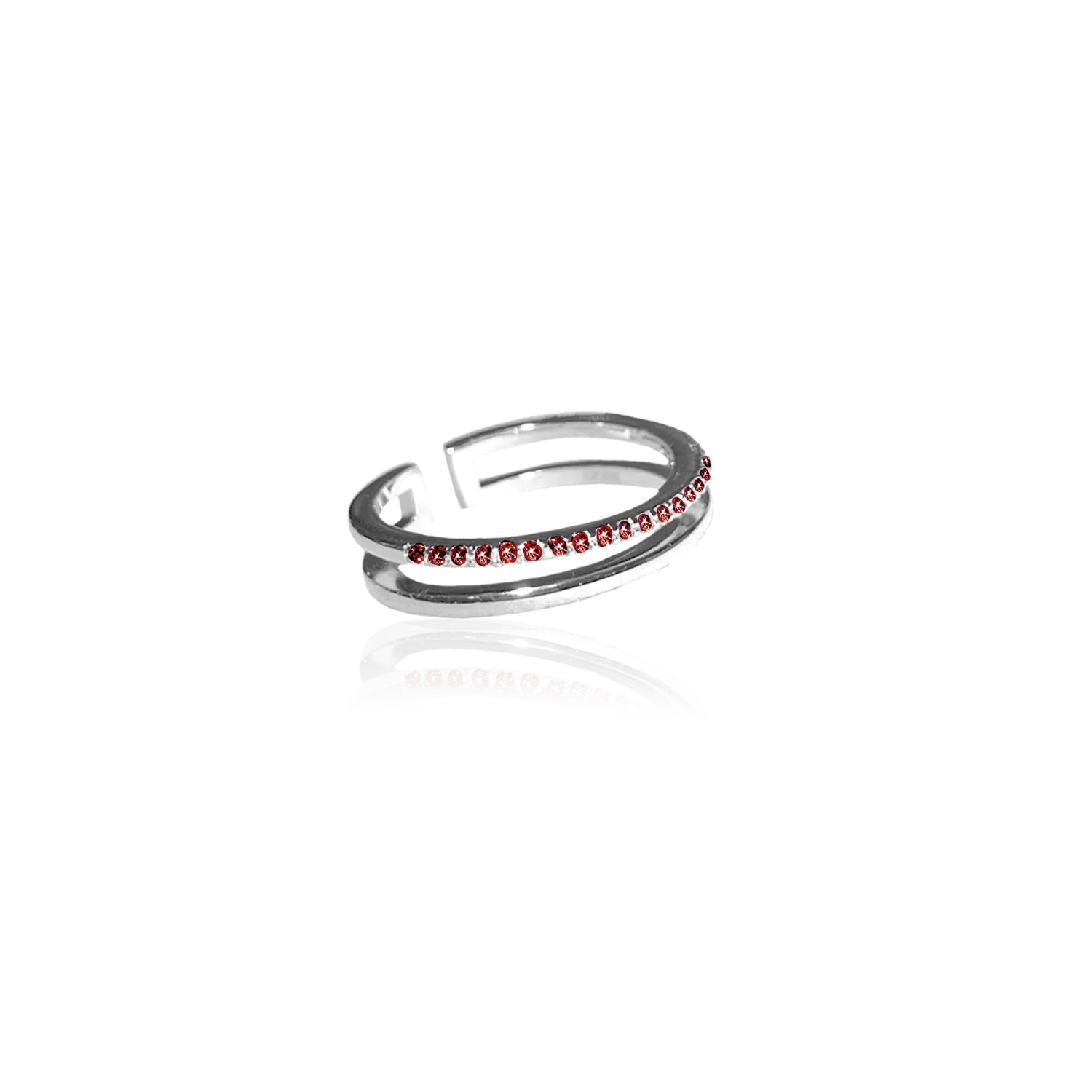 IOAKU Plain Crystal Twin ring rød gull justerbar