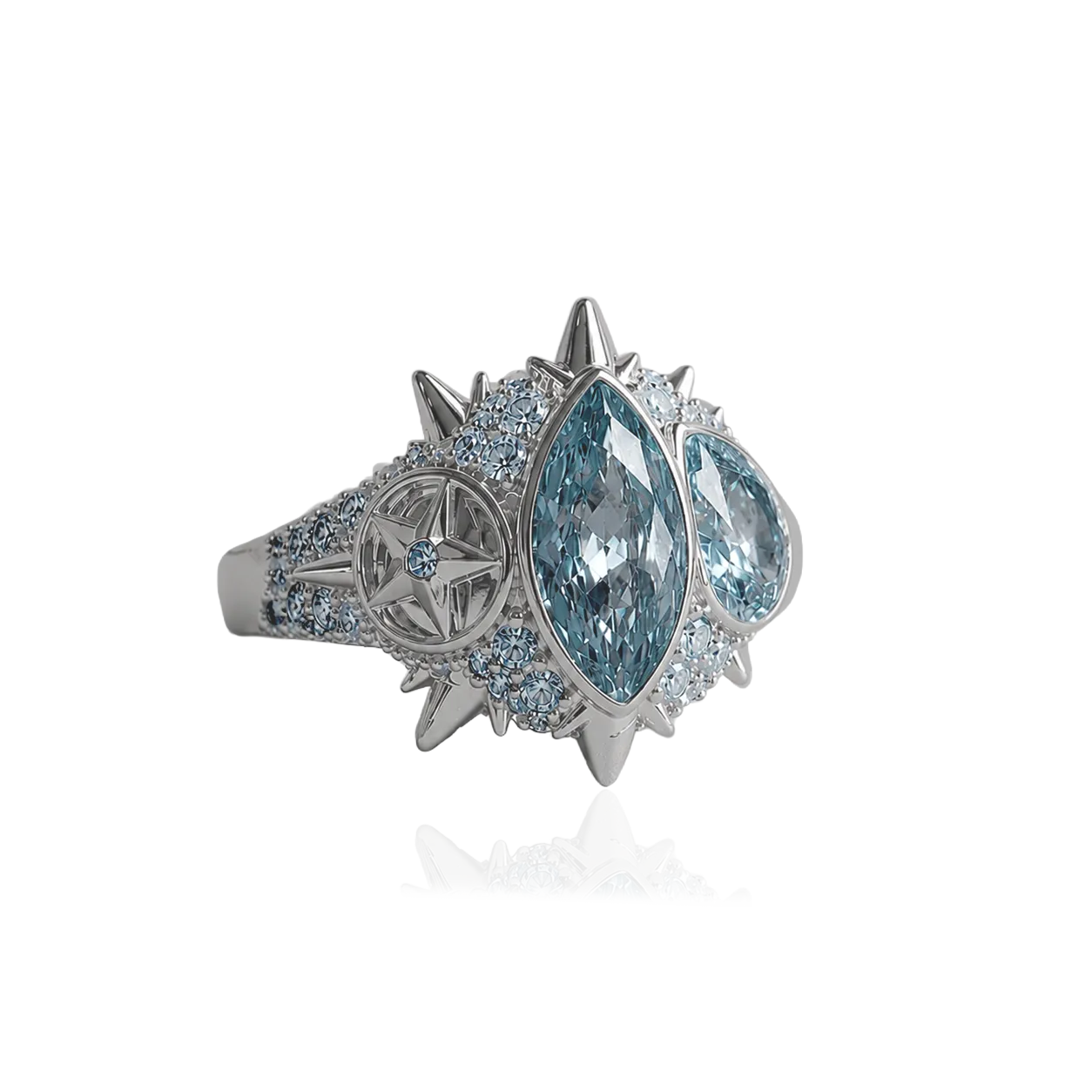 IOAKU Elecktra Sparkle Multi ring blå gull str 7