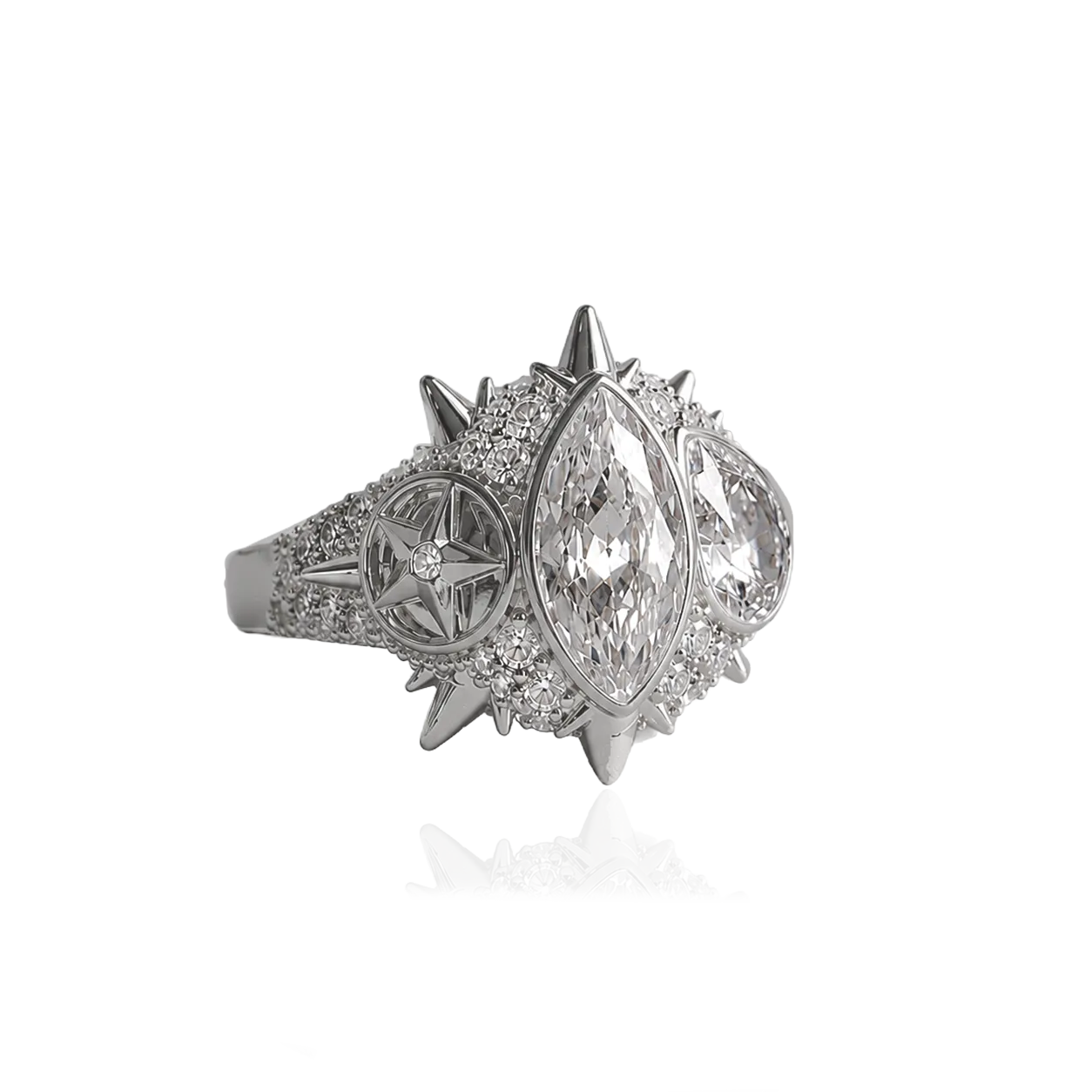 IOAKU Elecktra Sparkle Multi ring hvit gull str 7 krystall