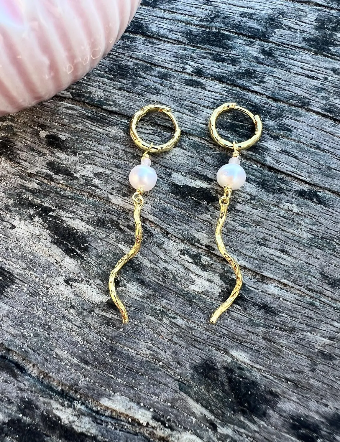Wioga Roya øredobber gull perle quartz 5 cm