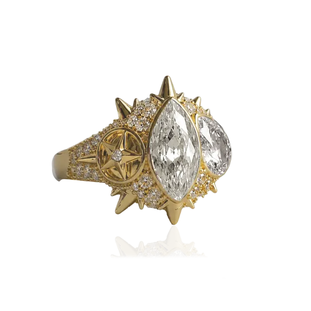 IOAKU Elecktra Sparkle Multi ring hvit gull str 7 krystall