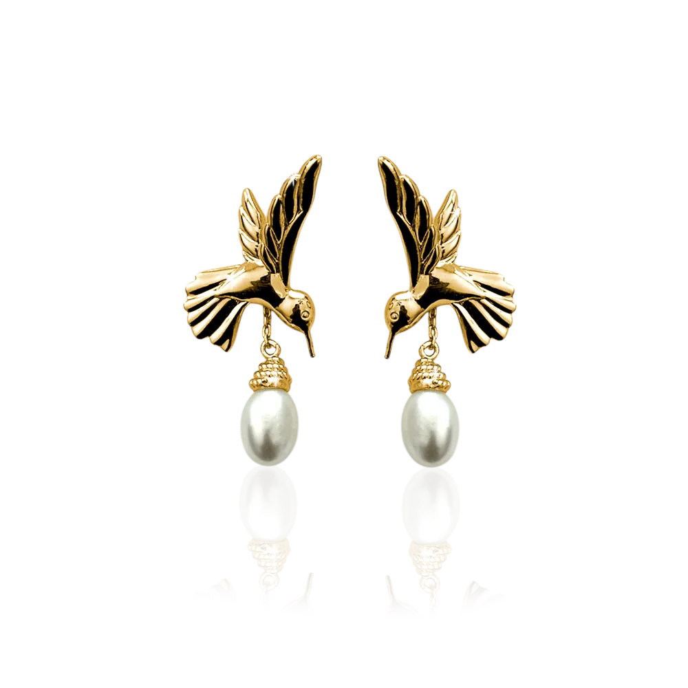 IOAKU Nectar Hummingbird øredobber gull perle