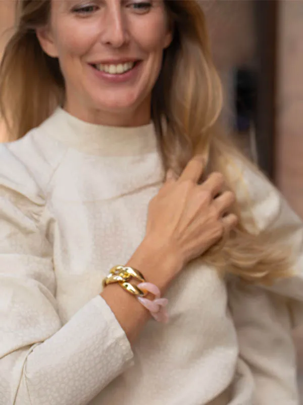 pfg Stockholm Avenue armbånd rosa resin gull