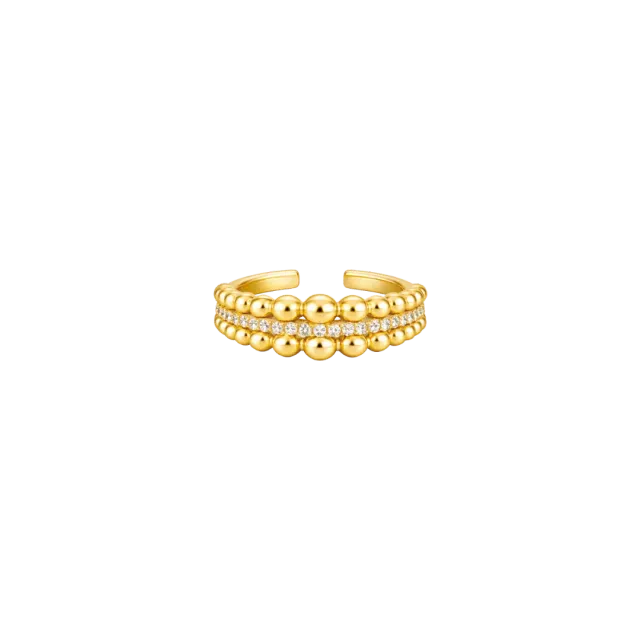 IOAKU Bubble Pavé ring gull str 7 krystaller