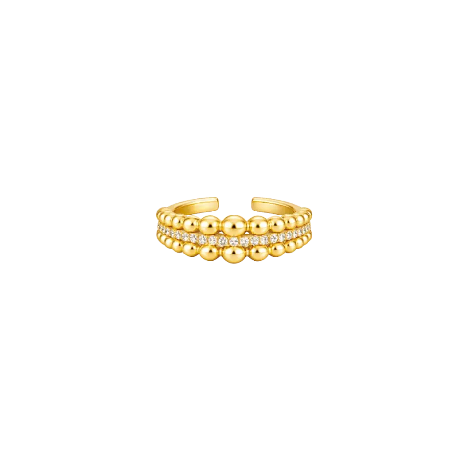 IOAKU Bubble Pavé ring gull str 7 krystaller