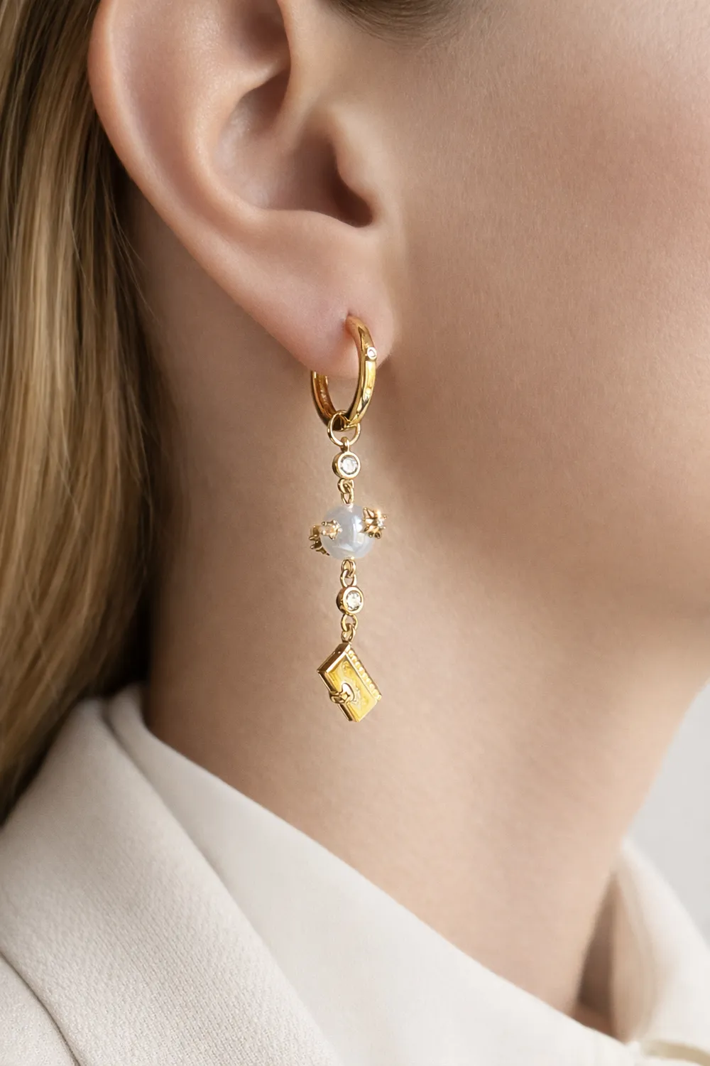 IOAKU Lucky Code Hoop øredobber gull charms stål