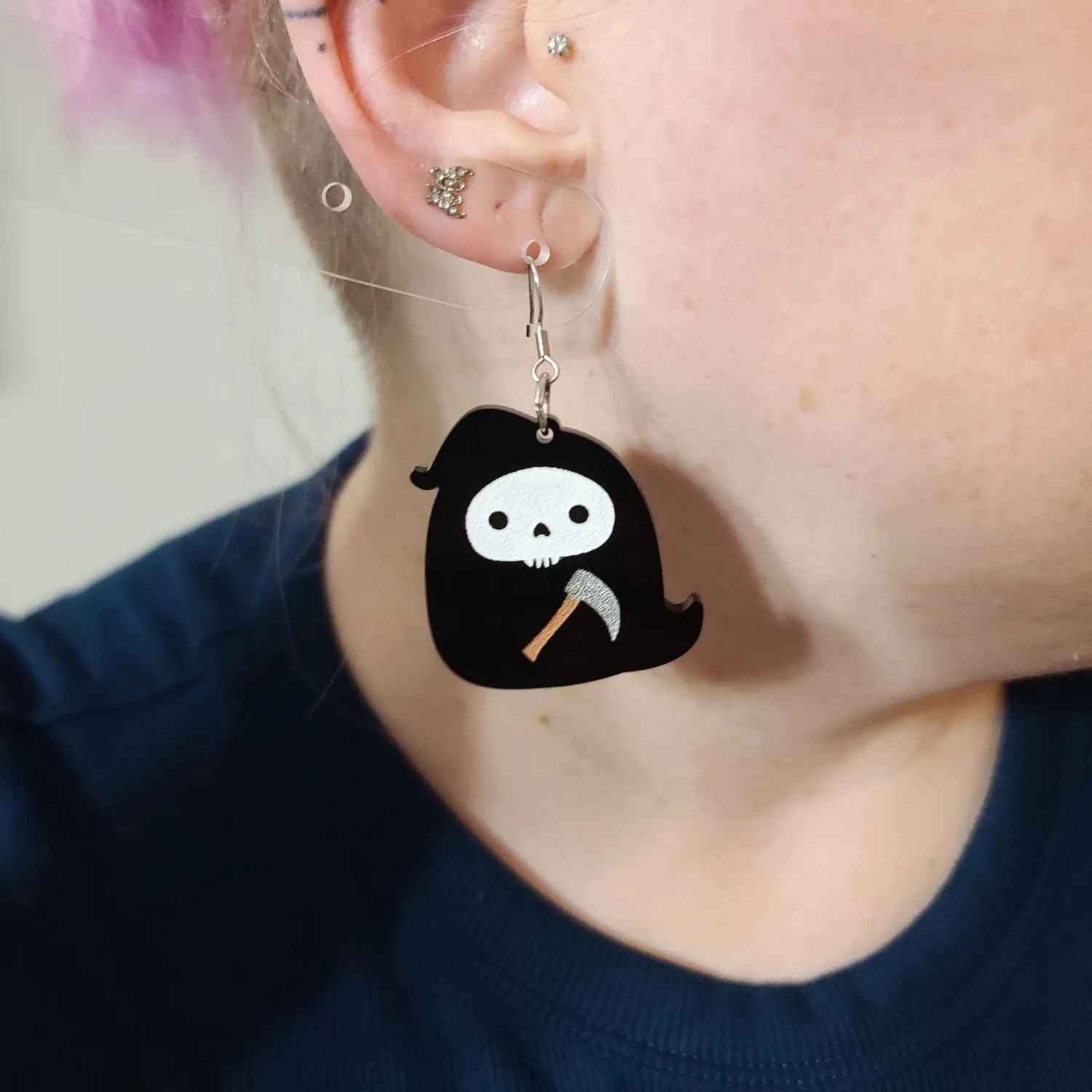 MiniKitty Squish Reaper øredobber gull akryl