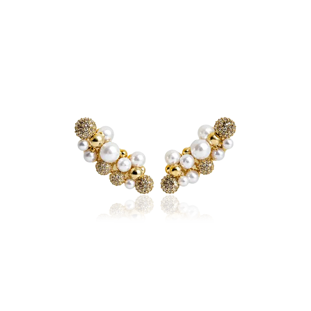 IOAKU Berry Pearl Petite Multi Studs øredobber gull perle