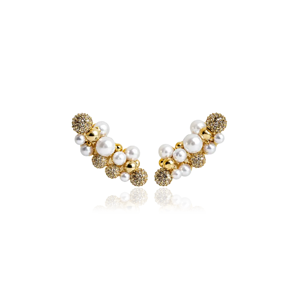IOAKU Berry Pearl Petite Multi Studs øredobber gull perle