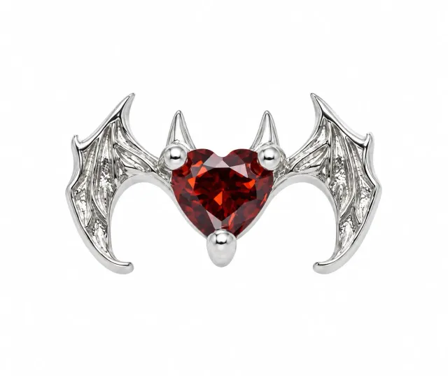 Wos Devil studs sølv ministuds rød sten