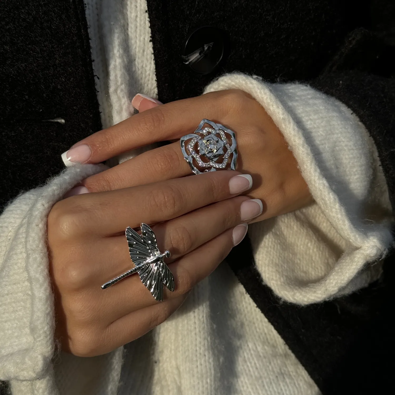 IOAKU Winter Flower ring sølv justerbar 3 cm