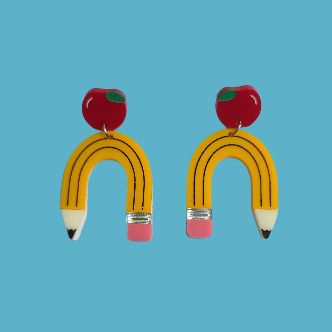 MiniKitty Pencil Teacher øredobber statement akryl