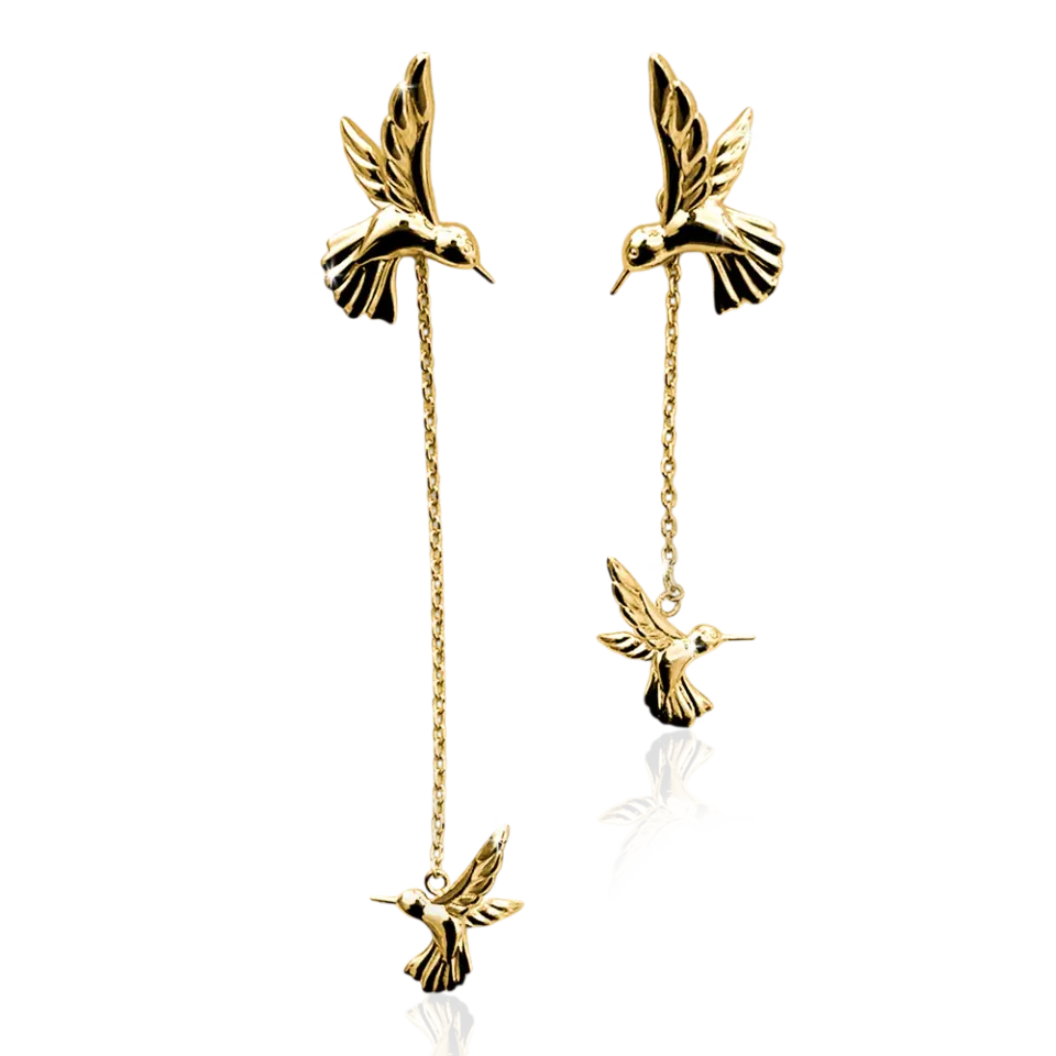 IOAKU Hanging Nectar øredobber gull kolibri stål