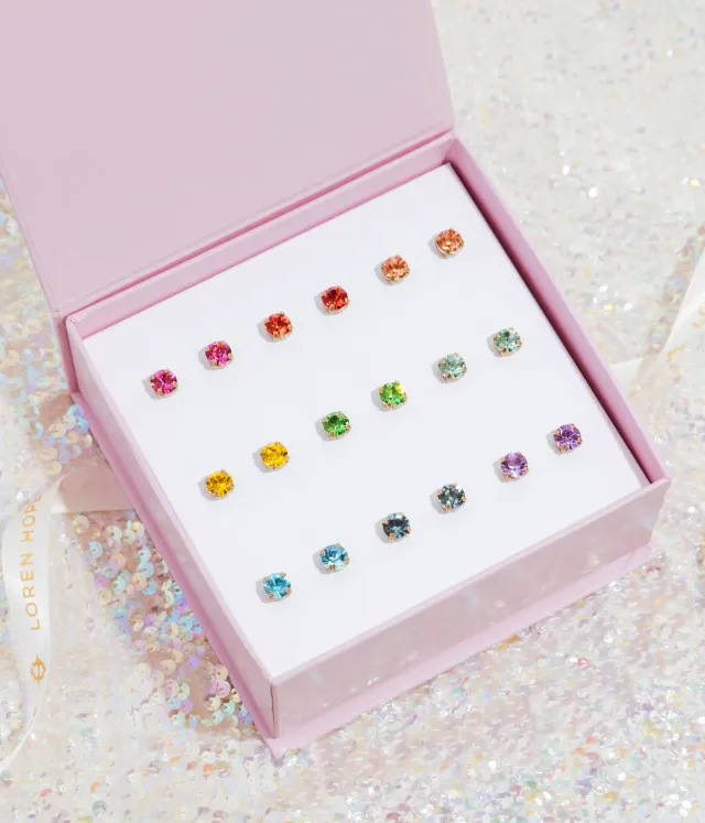 Loren Hope Rainbow Bright Studs øredobber 9-pak flerfarget glass
