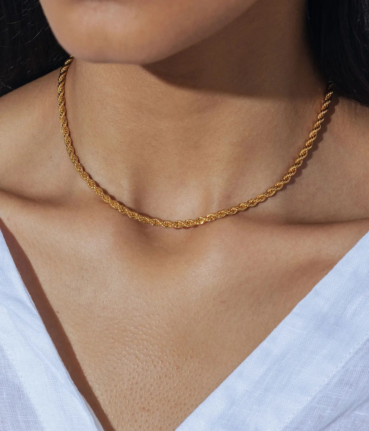 Loren Hope Cara Rope Chain halskjede gull 38 cm tynn