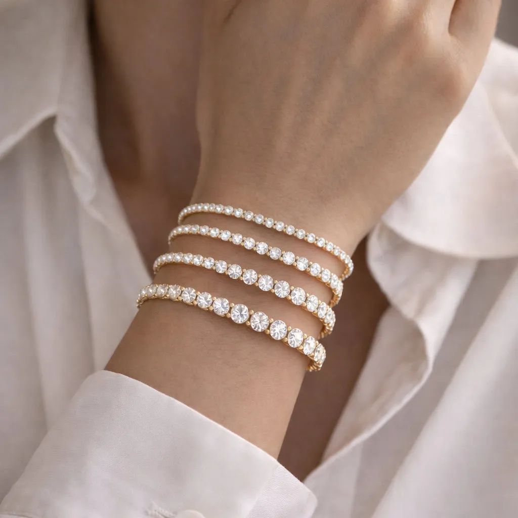 IOAKU Tennis Crystal armbånd 3 mm hvit gull