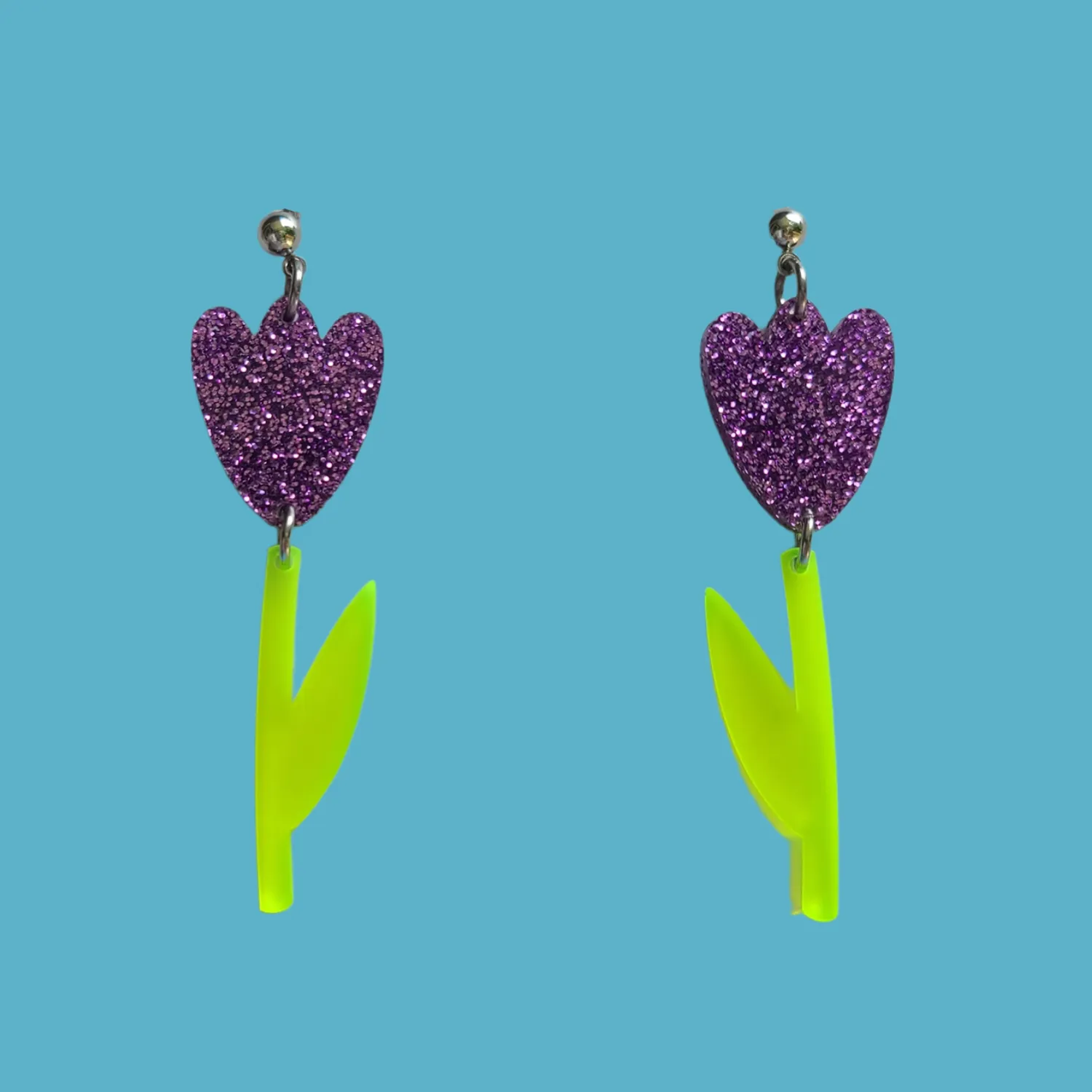 MiniKitty Glitter Purple Tulips øredobber lilla