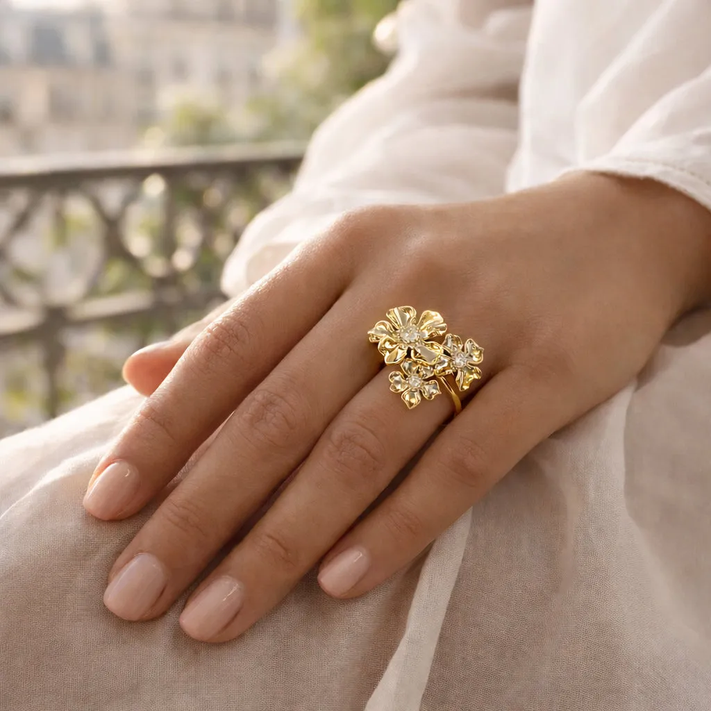 IOAKU La Fleur Iconic Trio ring gull str 7 blomst