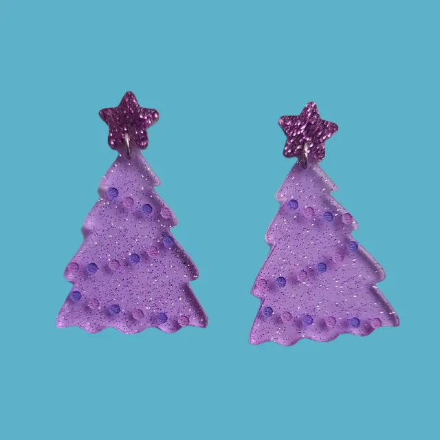 MiniKitty Purple Jelly Trees øredobber jul lilla