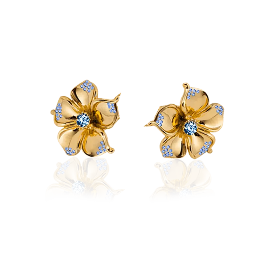 IOAKU La Fleur Crystal studs øredobber blå gull