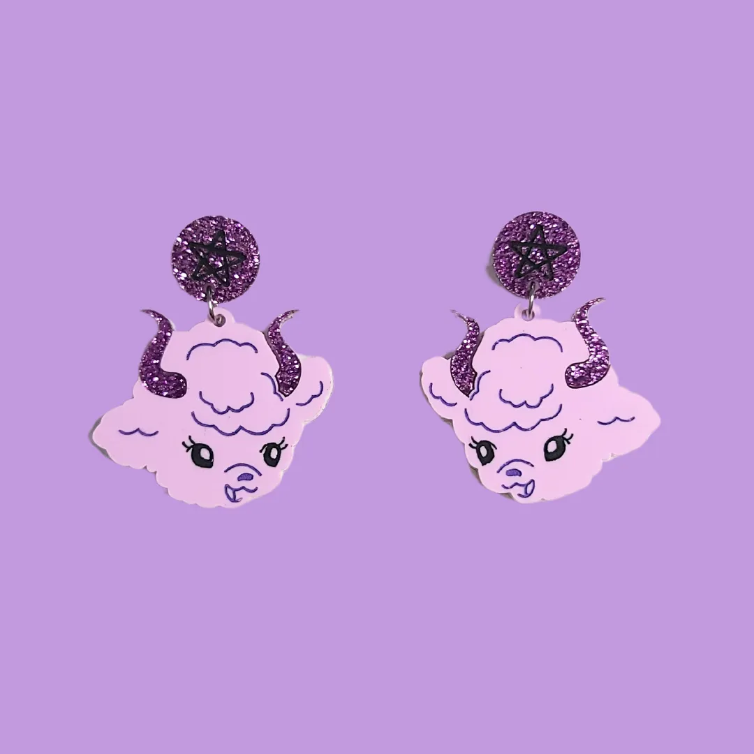 MiniKitty Devil Kitsch Lavendar Lamb øredobber akryl