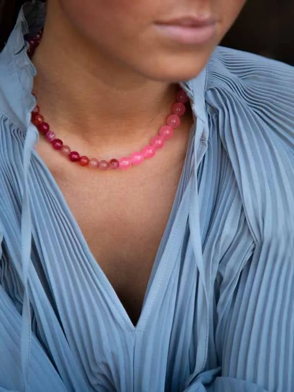 pfg Stockholm Gemstone Rosa halskjede halvedelsten