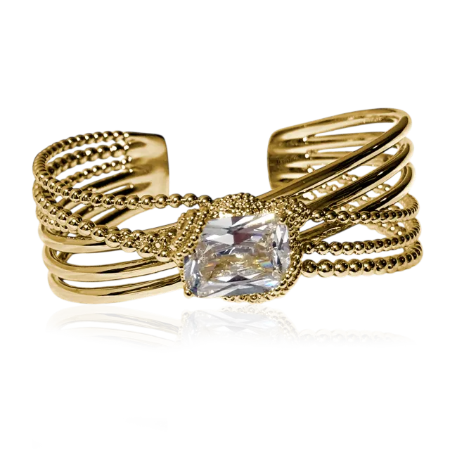 IOAKU Icon Edit Cuff armbånd hvit gull messing