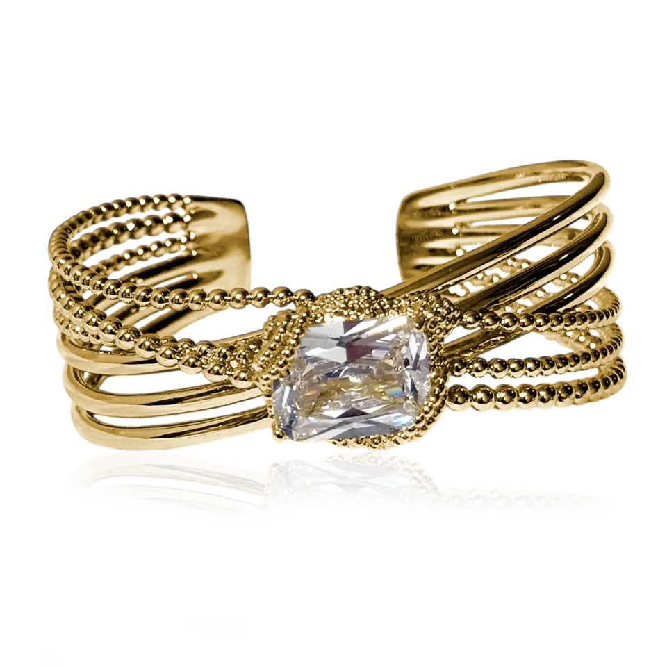 IOAKU Icon Edit Cuff armbånd hvit gull messing
