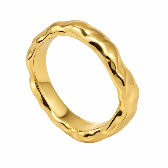 Wos Up Sam ring gull 17 mm bølget 5 mm