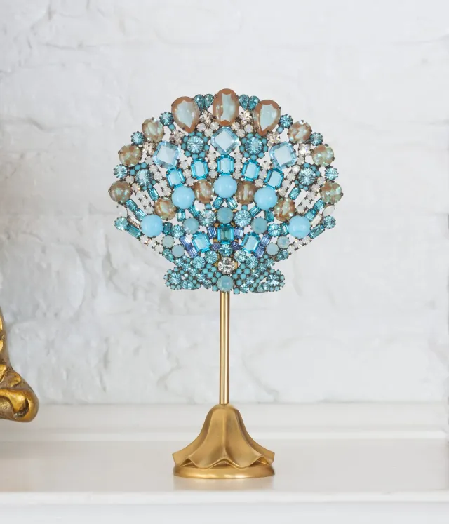 Loren Hope Medium Scallop Shell skulptur turkis forgylt