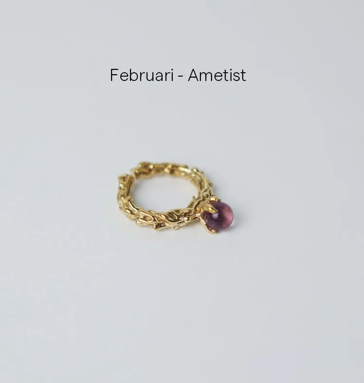 Wos x Bedazzled Månedsstein ring messing april