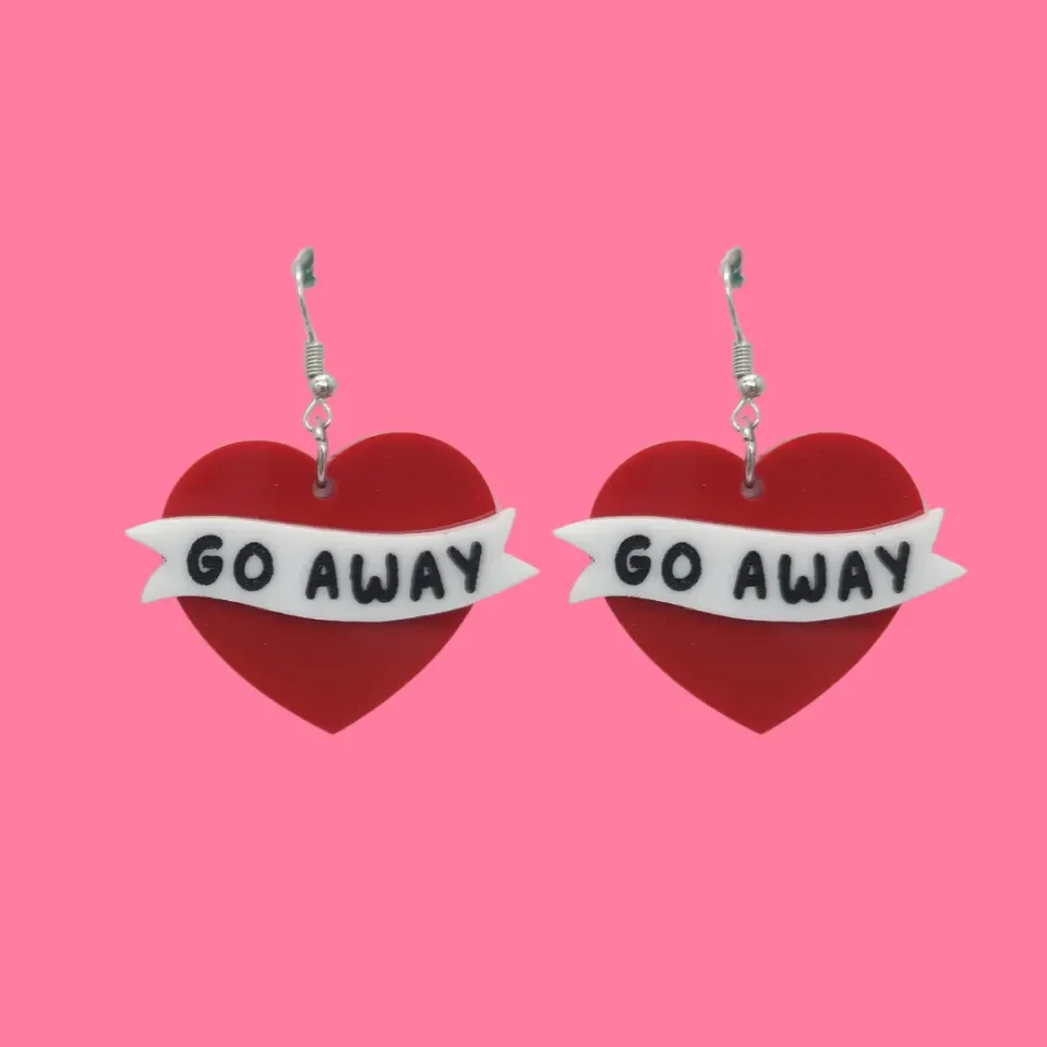 MiniKitty Go Away Hearts øredobber hjerter akryl