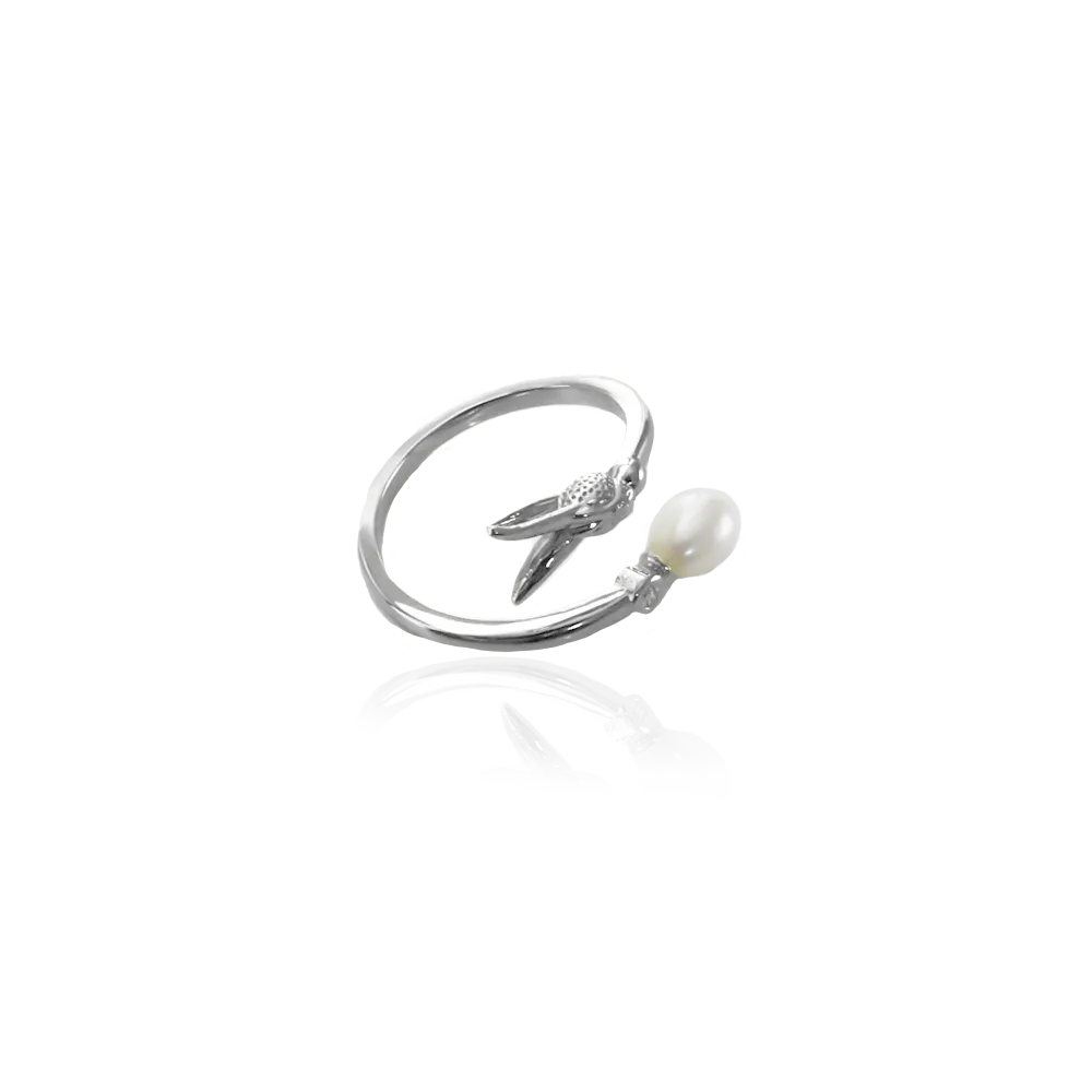 IOAKU Hare Chic ring gull med perle onesize