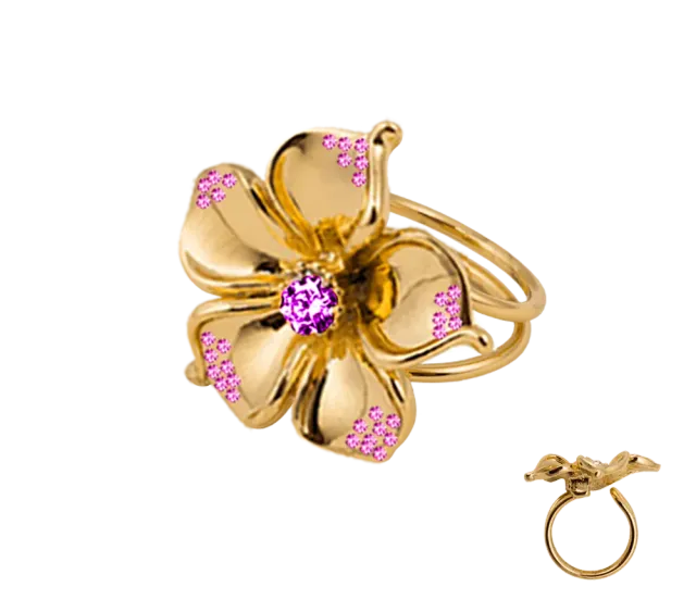 IOAKU La Fleur Crystal Ring ring gull rosa 7 krystall