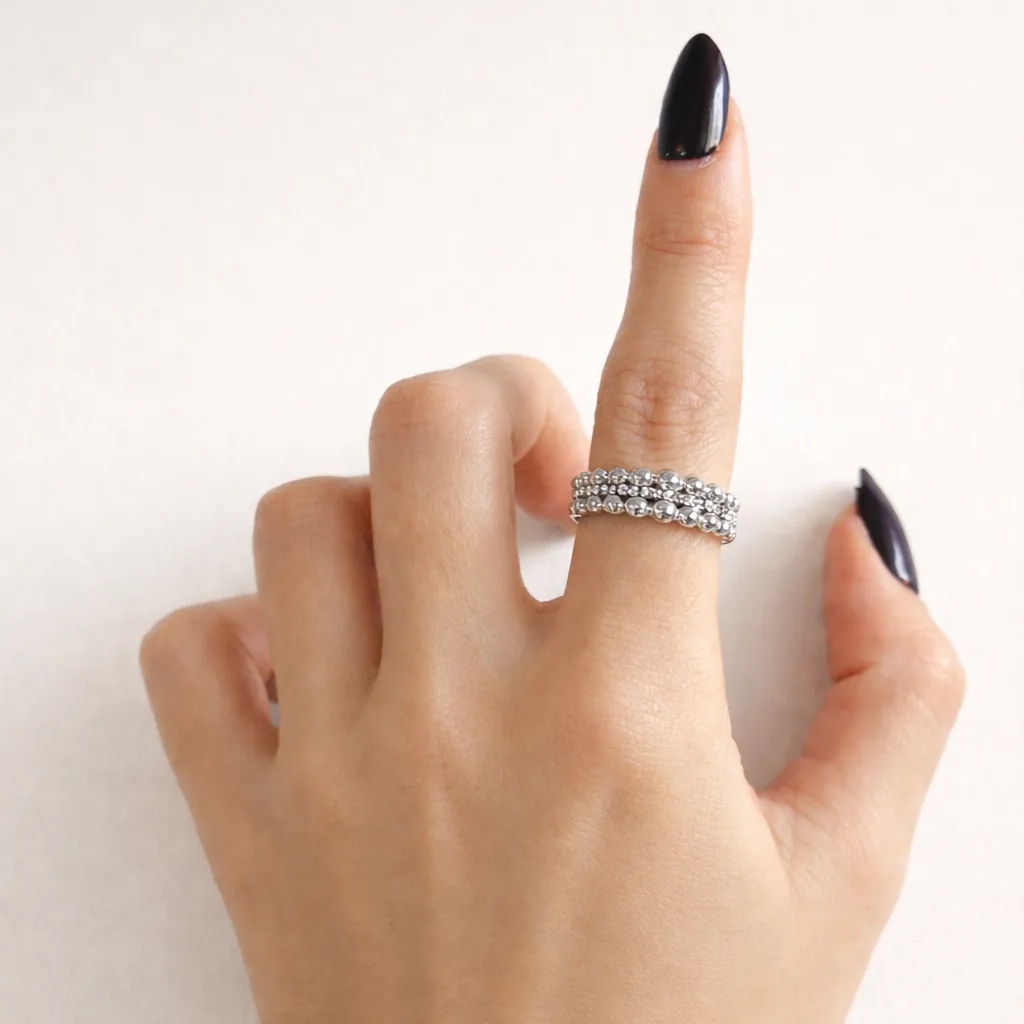 IOAKU Bubble Pavé ring gull str 7 krystaller