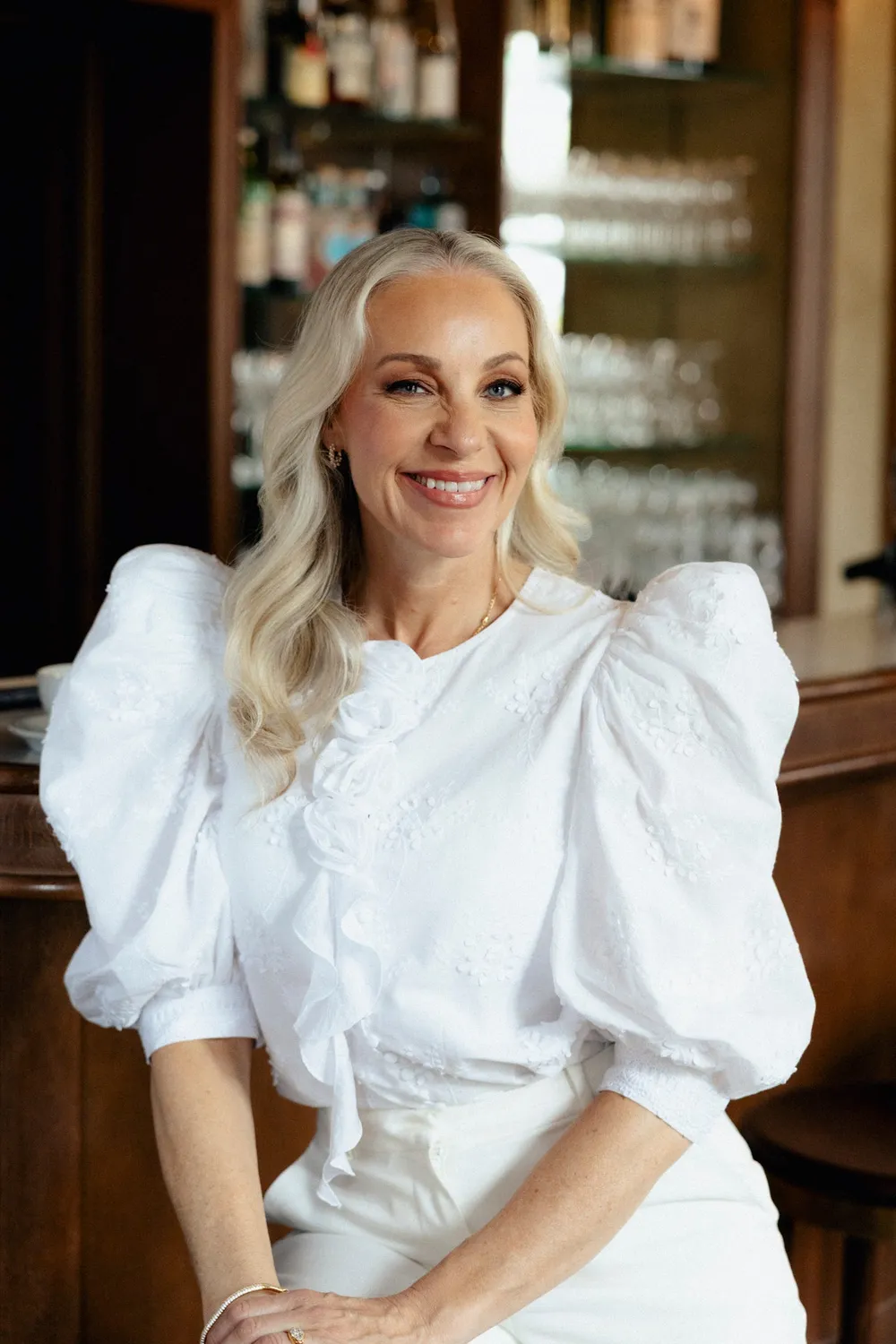 Janne Formoe Vilekerikkepuff bluse hvit bomull