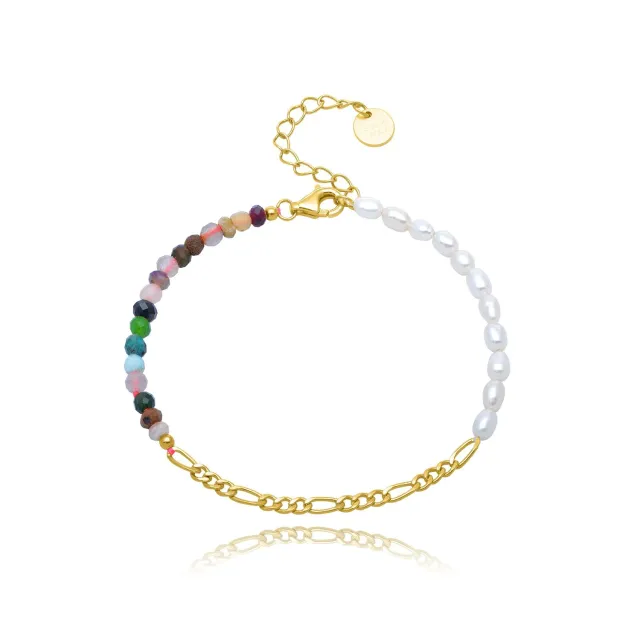 Wioga Lolly armbånd forgylt sølv 15,5-18 cm perler