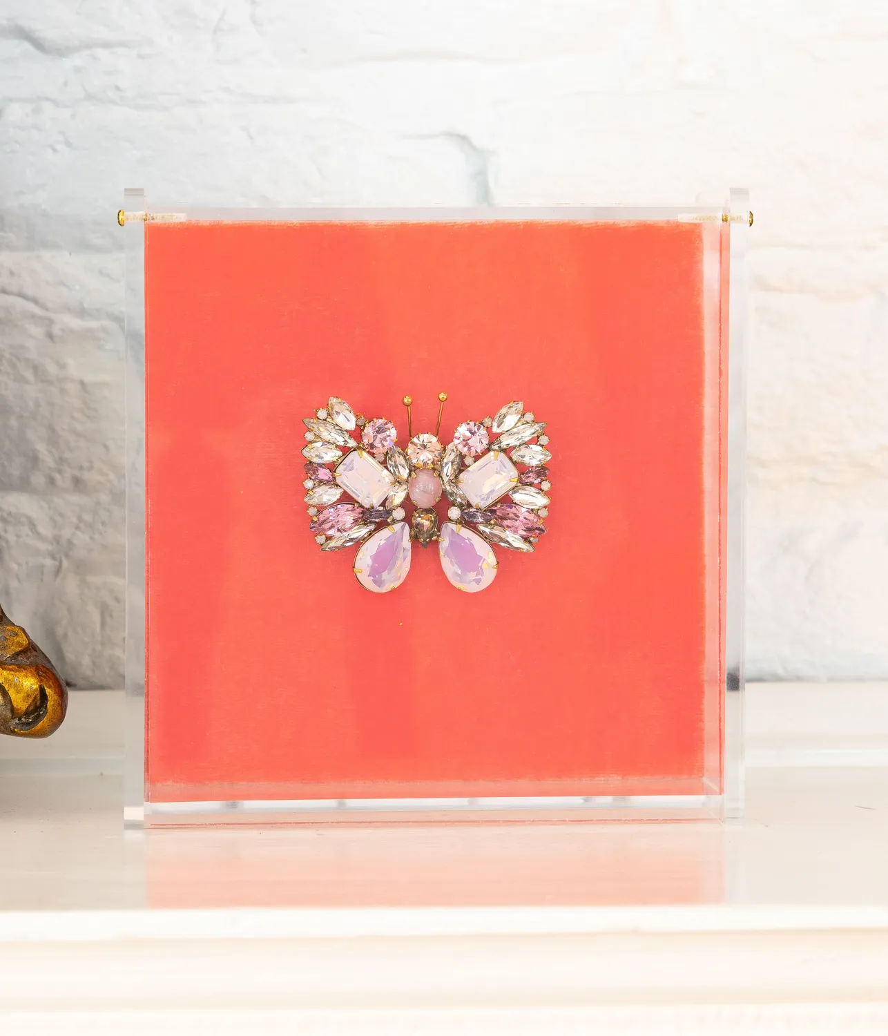 Loren Hope Small Butterfly brosje rose opal unika