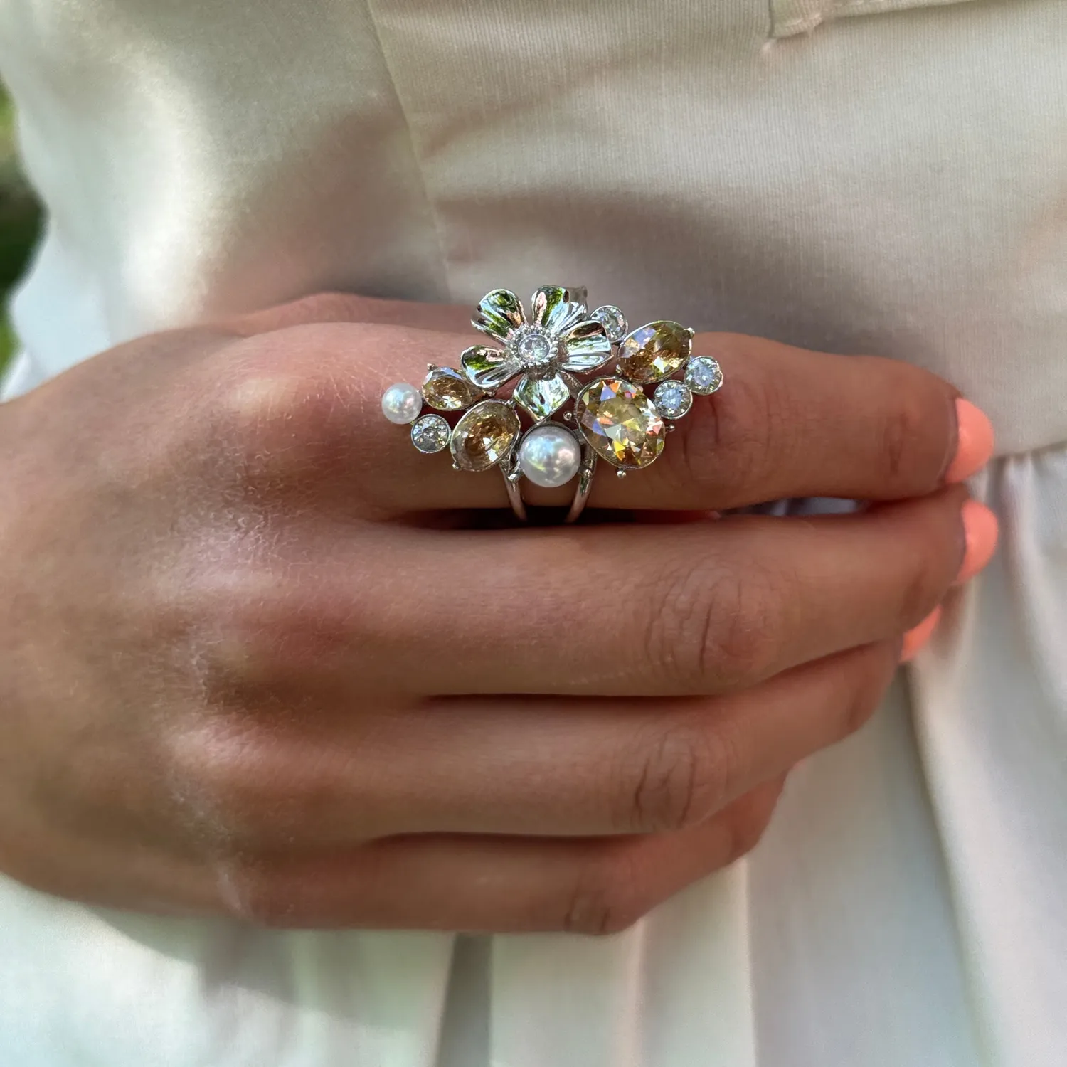 IOAKU La Fleur Sirène Garden ring champagne gull 7