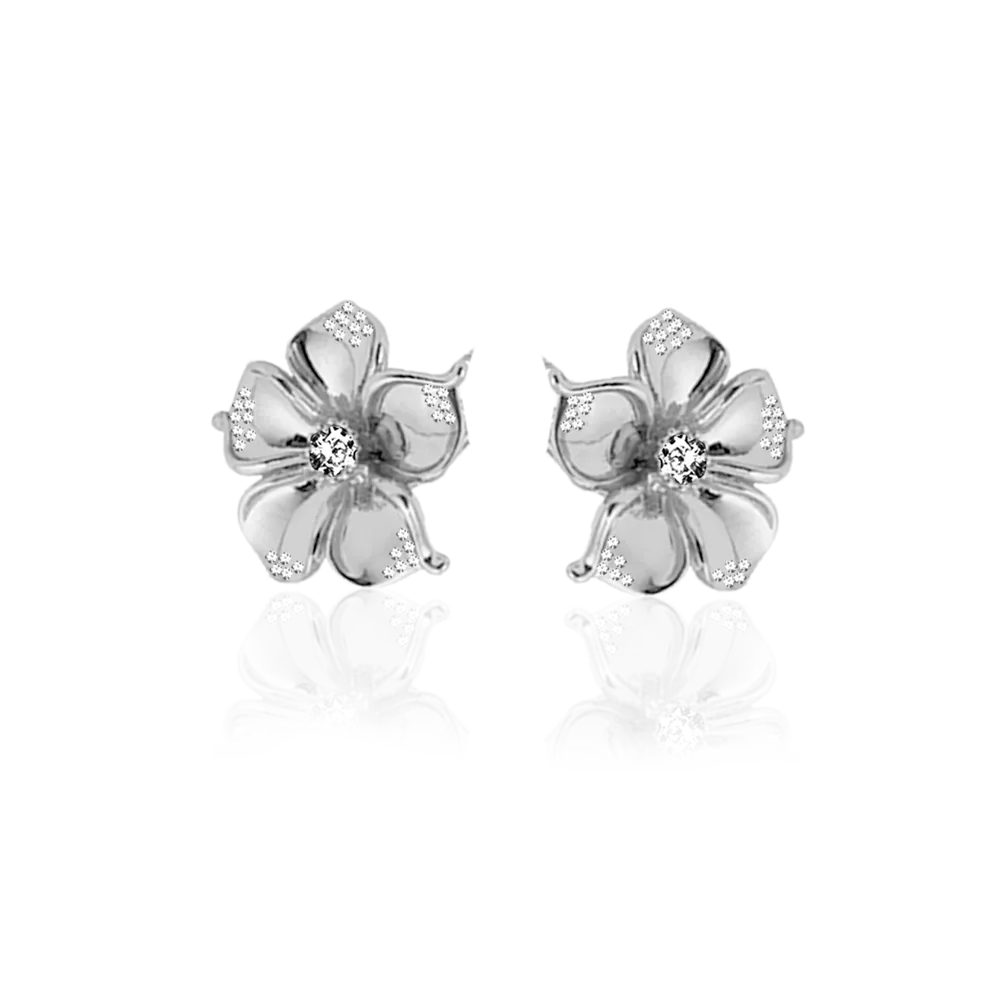 IOAKU La Fleur Crystal Stud øredobber hvit nikkelfri