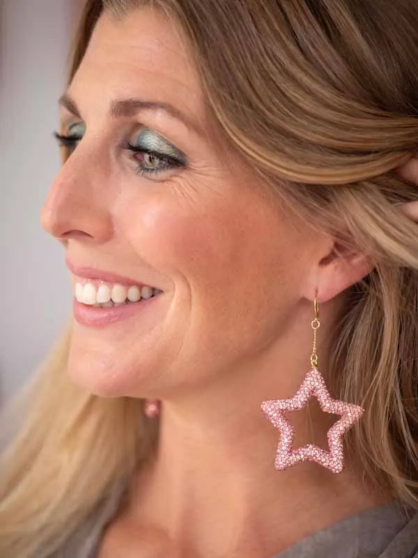 pfg Stockholm Stella Rhine øredobber rosa glitter