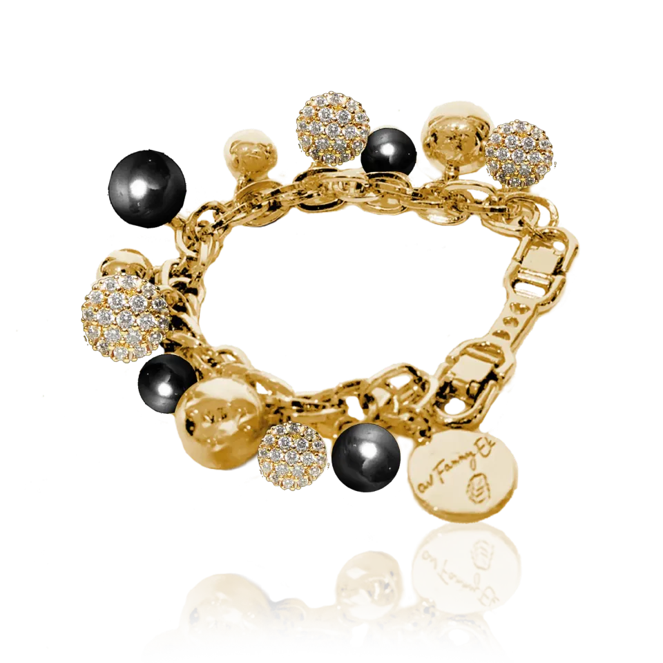IOAKU Berry Pearl Sparkle armbånd svart 16-20 cm