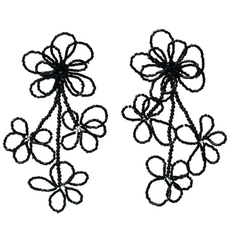 Wos WOS UP Blomster øredobber svart 10,5 cm