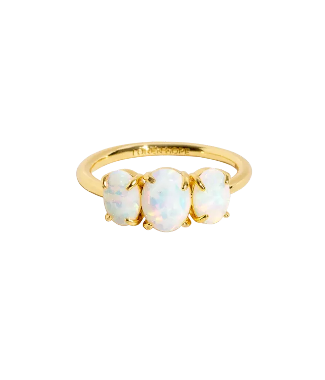 Loren Hope Nola ring hvit opal forgylt
