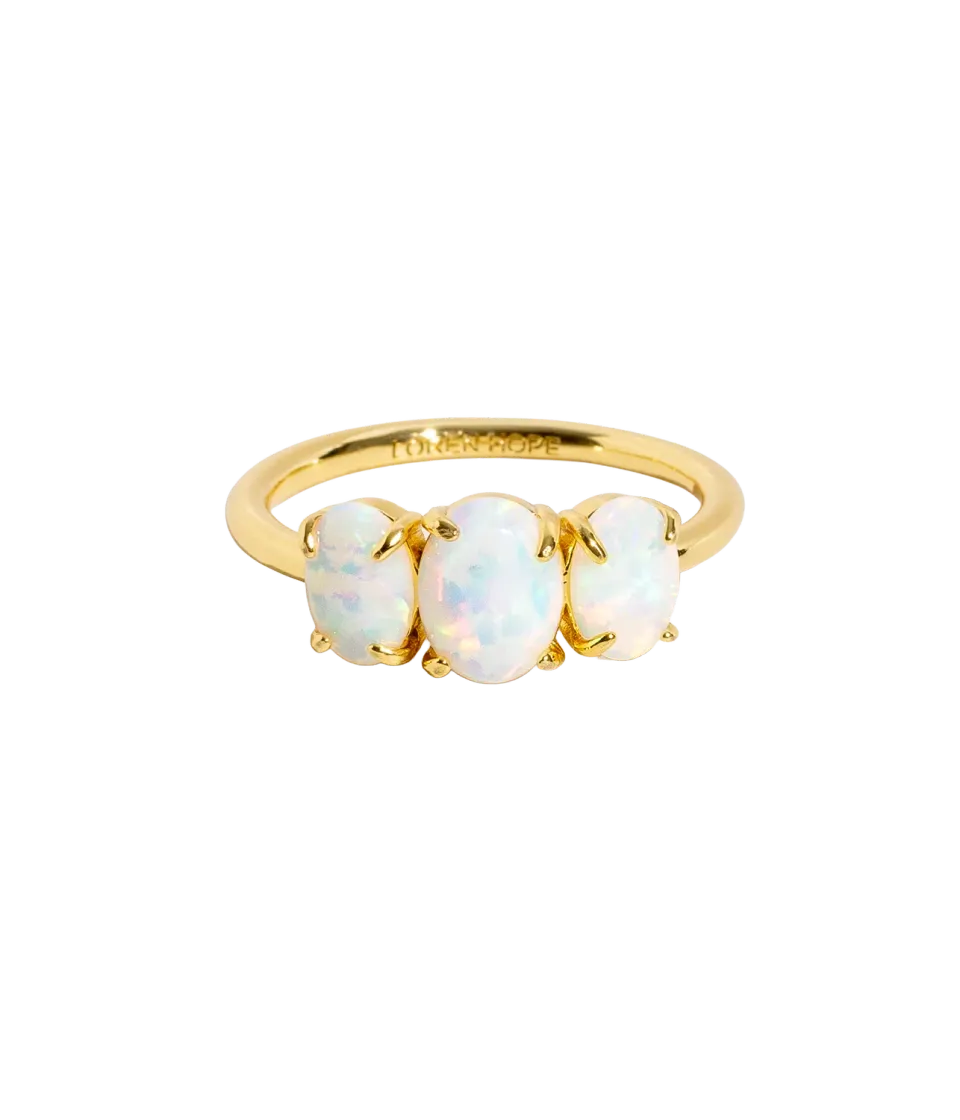 Loren Hope Nola ring hvit opal forgylt