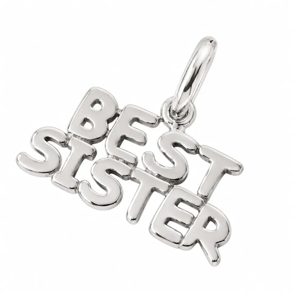 Wos UP Best Sister charm sølv 925 1,4 cm