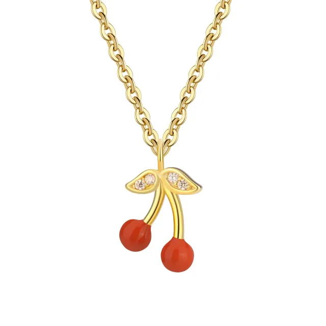 Wioga Cherry N-8565-GP halskjede forgylt orange 45 cm