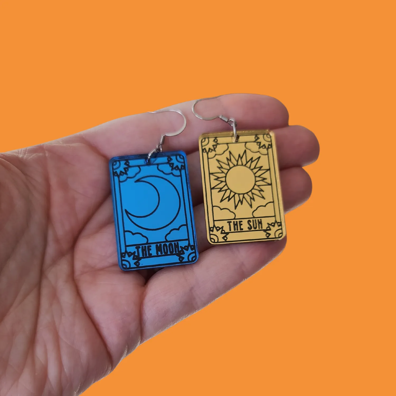 MiniKitty Tarot Sun Moon øredobber speilakryl