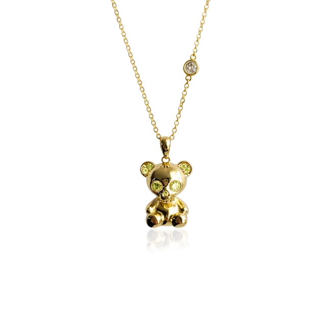 IOAKU Bear Skeleton halskjede lysegrønn gull