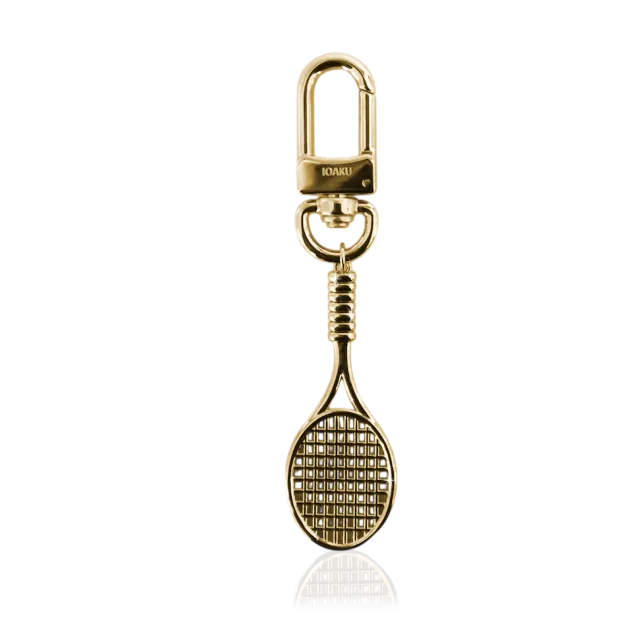 IOAKU Tennis Racket nøkkelring gull metall anheng